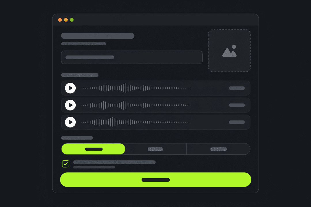 Illustration eines Online-Formulars zum RVC-Training mit Audioclips und Trainingsqualität