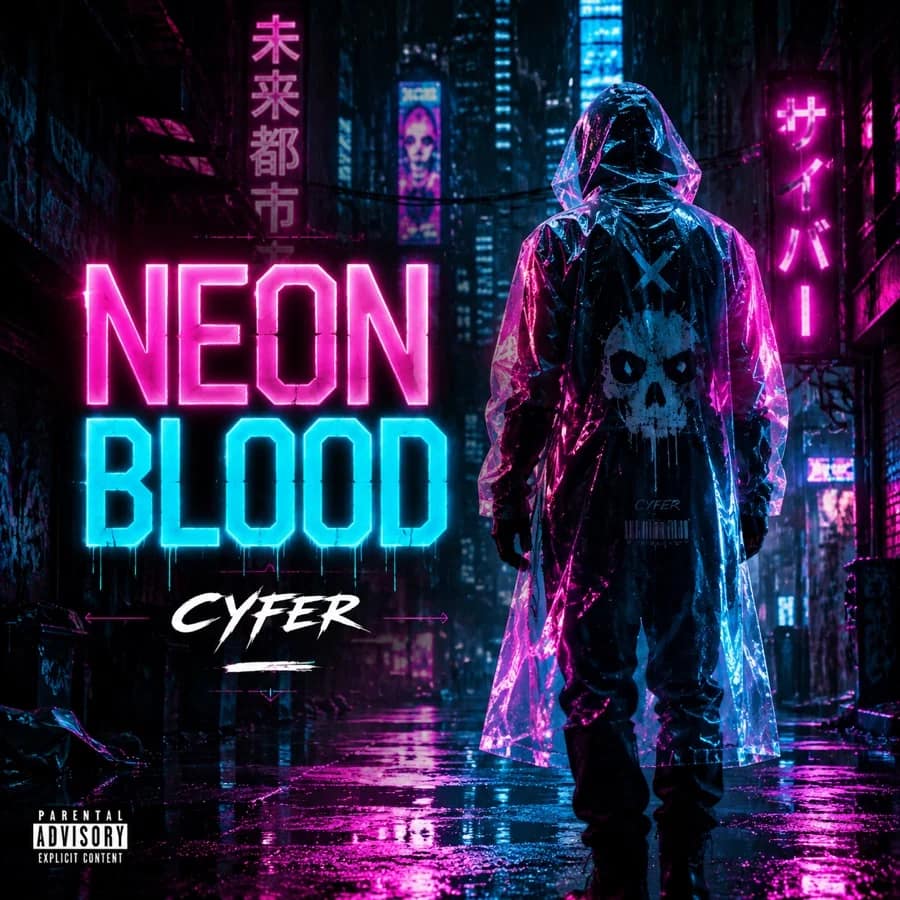 Cyberpunk neon album cover
